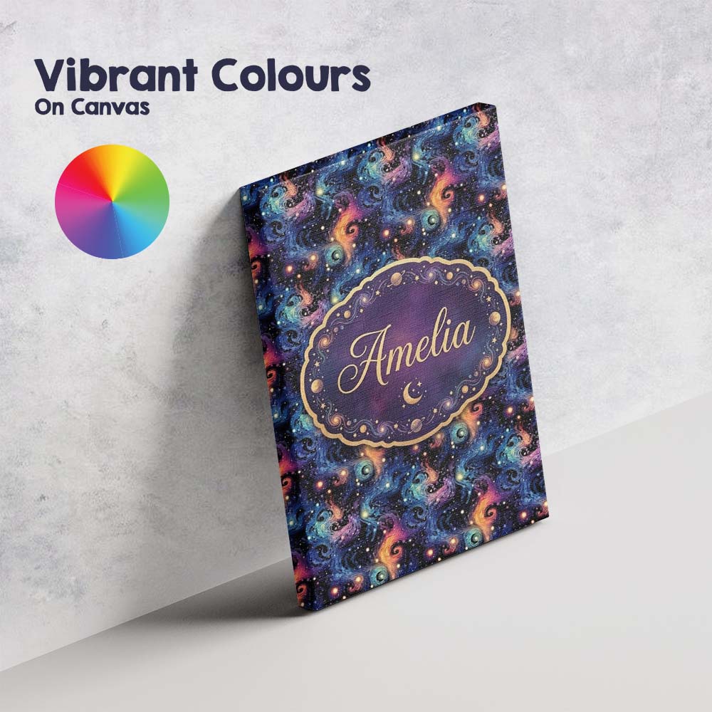 Personalised Name Swirling Colorful Galaxy Custom  Unique Gift Idea Elegant Feature Canvas Wall Art Print Decor Picture Ready to Hang