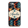 Abstract Flowing Orange Blue Decorative Design Custom Name Protective Phone Case Mobile Cover Durable Everyday Smartphone Shock Resistant