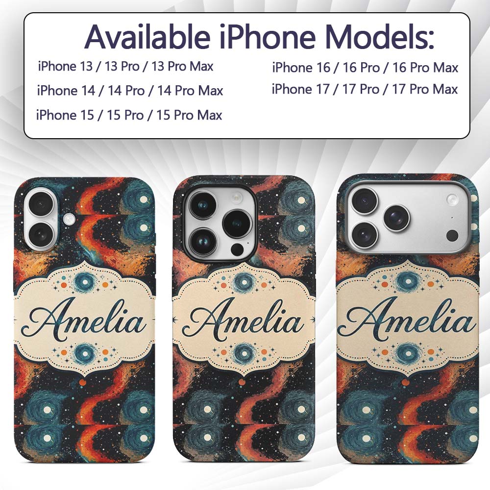 Abstract Flowing Orange Blue Decorative Design Custom Name Protective Phone Case Mobile Cover Durable Everyday Smartphone Shock Resistant