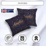 Custom Name Neon Galaxy Swirl Dots Cosmic Space Seamless Pattern Square Filled Cushion Throw Pillow Sofa Bed Home Decor Zip Washable UK Made