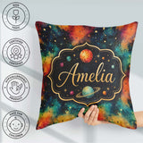 Custom Name Nebula Splatter Galaxy Space Seamless Pattern Bright Square Filled Cushion Throw Pillow Sofa Bed Home Decor Zip Washable UK Made