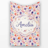 Watercolor Planets Dots Space Seamless Pattern Light Cosmic Lovely  Personalised Custom Name Super Soft Fleece Blanket Bed Sofa Throw
