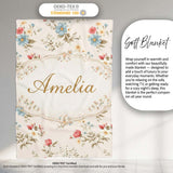 Pastel Floral Spring Pattern Cream Background Seamless Lovely  Personalised Custom Name Super Soft Fleece Blanket Bed Sofa Throw