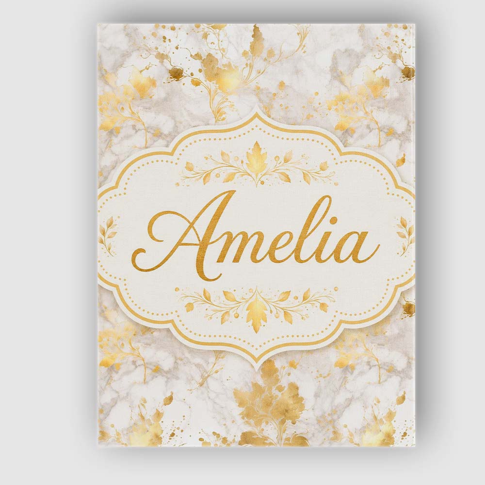Personalised Name Gold Vein Marble White Custom  Unique Gift Idea Elegant Feature Canvas Wall Art Print Decor Picture Ready to Hang