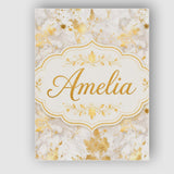 Personalised Name Gold Vein Marble White Custom  Unique Gift Idea Elegant Feature Canvas Wall Art Print Decor Picture Ready to Hang
