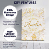 Personalised Name Gold Vein Marble White Custom  Unique Gift Idea Elegant Feature Canvas Wall Art Print Decor Picture Ready to Hang