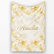 White Gold Floral Marble Abstract Seamless Pattern Luxury Texture  Personalised Custom Name Super Soft Fleece Blanket Bed Sofa Throw