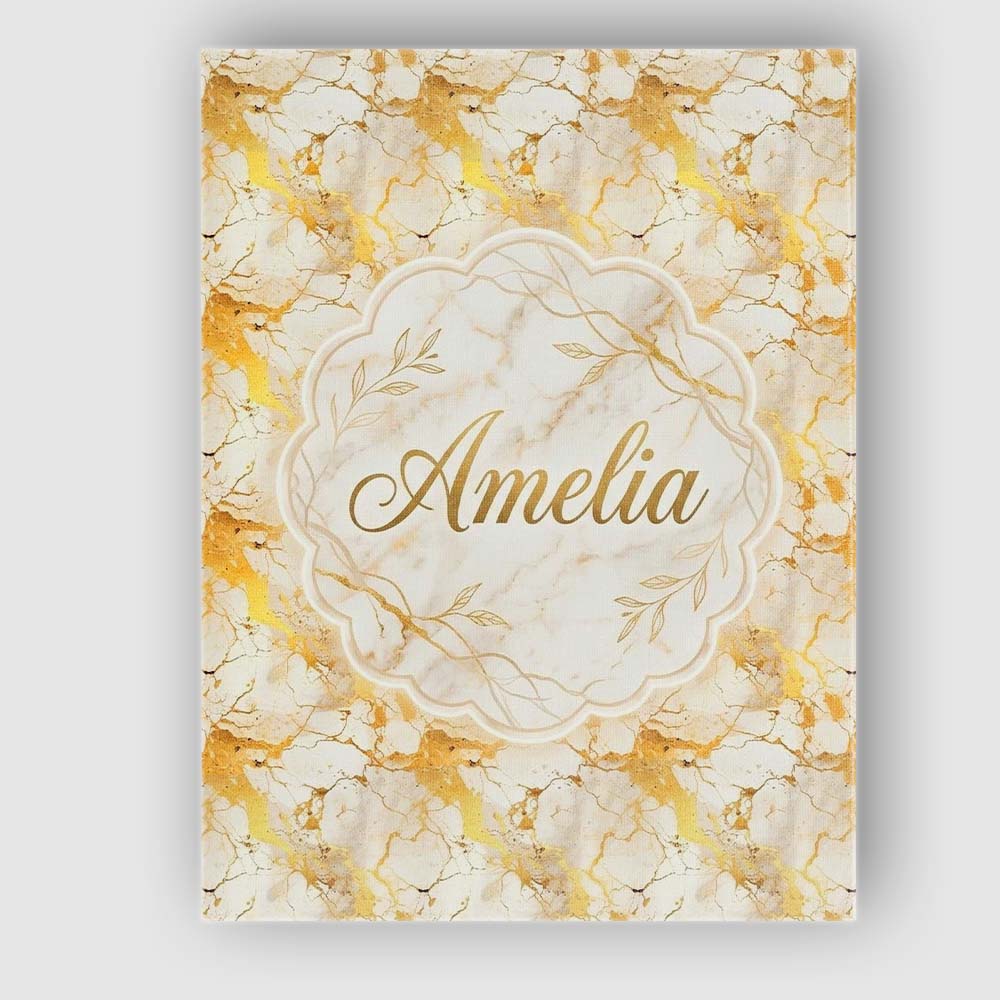 Personalised Name White Gold Floral Marble Custom  Unique Gift Idea Elegant Feature Canvas Wall Art Print Decor Picture Ready to Hang