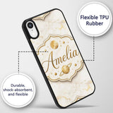 Luxurious White Marble with Gold Veins Seamless Custom Name Protective Phone Case Mobile Cover Durable Everyday Smartphone Shock Resistant