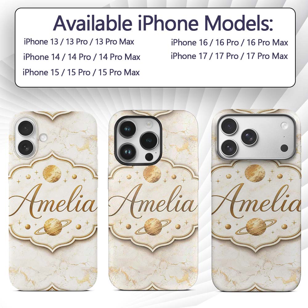 Luxurious White Marble with Gold Veins Seamless Custom Name Protective Phone Case Mobile Cover Durable Everyday Smartphone Shock Resistant