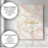 Personalised Name Elegant White Marble with Custom  Bespoke Interior Contemporary Canvas Wall Art Print Decor Picture Ready to Hang