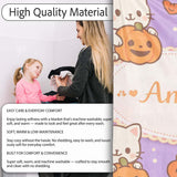 Cute Halloween Cat Pumpkin Cartoon Animal Pattern Cute Unique Gift  Personalised Custom Name Super Soft Fleece Blanket Bed Sofa Throw
