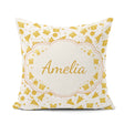 Custom Name Gold Christmas Icons Pattern White Background Lovely Square Filled Cushion Throw Pillow Sofa Bed Home Decor Zip Washable UK Made