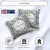 Custom Name Green and Orange Watercolour Square Abstract Pattern Square Filled Cushion Throw Pillow Sofa Bed Home Decor Zip Washable UK Made