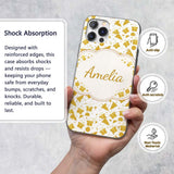 Gold Christmas Icons Pattern White Background Custom Name Protective Phone Case Mobile Cover Durable Everyday Smartphone Shock Resistant