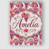 Personalised Name Realistic Purple Grapes Custom  Unique Gift Idea Elegant Feature Canvas Wall Art Print Decor Picture Ready to Hang