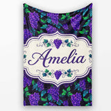 Soft Pink Watercolour Grapes Botanical Seamless Pattern Lovely  Personalised Custom Name Super Soft Fleece Blanket Bed Sofa Throw
