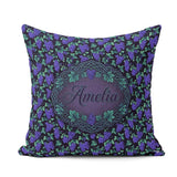 Custom Name Vibrant Neon Purple Grapes on Dark Seamless Pattern Square Filled Cushion Throw Pillow Sofa Bed Home Decor Zip Washable UK Made