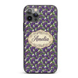 Rich Purple Grapes with Green Leaves on Black Custom Name Protective Phone Case Mobile Cover Durable Everyday Smartphone Shock Resistant