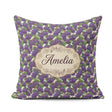Custom Name Rich Purple Grapes with Green Black Seamless Pattern Square Filled Cushion Throw Pillow Sofa Bed Home Decor Zip Washable UK Made