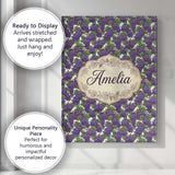 Personalised Name Rich Purple Grapes with Custom  Unique Gift Idea Elegant Feature Canvas Wall Art Print Decor Picture Ready to Hang