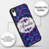 Teal Leaves and Purple Grapes Decorative Seamless Custom Name Protective Phone Case Mobile Cover Durable Everyday Smartphone Shock Resistant