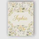 Personalised Name Soft Yellow and White Floral Pattern Cream Background Seamless Custom Canvas Wall Art Print Decor Picture Ready to Hang
