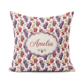 Custom Name Mixed Red and Purple Grapes Botanical Pattern Lovely Square Filled Cushion Throw Pillow Sofa Bed Home Decor Zip Washable UK Made