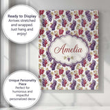 Personalised Name Mixed Red and Purple Custom  Modern Room Accent Elegant Feature Canvas Wall Art Print Decor Picture Ready to Hang