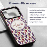 Mixed Red and Purple Grapes Botanical Seamless Custom Name Protective Phone Case Mobile Cover Durable Everyday Smartphone Shock Resistant