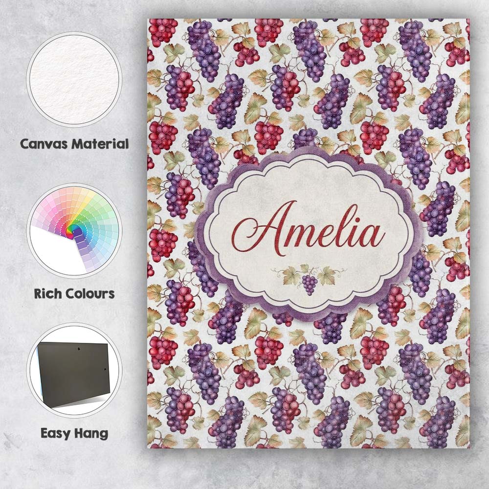 Personalised Name Mixed Red and Purple Custom  Modern Room Accent Elegant Feature Canvas Wall Art Print Decor Picture Ready to Hang