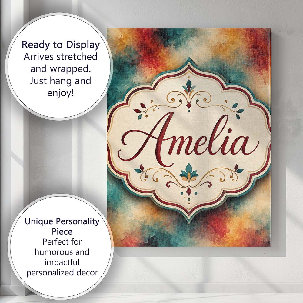 Personalised Name Abstract Watercolour Custom  Modern Room Accent Elegant Feature Canvas Wall Art Print Decor Picture Ready to Hang