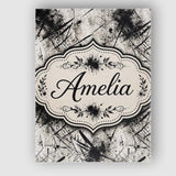 Personalised Name Grunge Black Ink Splatter Custom  Bespoke Interior Contemporary Canvas Wall Art Print Decor Picture Ready to Hang