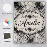 Personalised Name Grunge Black Ink Splatter Custom  Bespoke Interior Contemporary Canvas Wall Art Print Decor Picture Ready to Hang