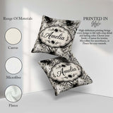 Custom Name Grunge Black Ink Splatter on Concrete Pattern Lovely Square Filled Cushion Throw Pillow Sofa Bed Home Decor Zip Washable UK Made