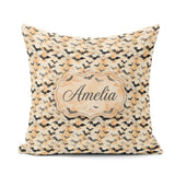 Custom Name Soft Neutral Bats and Misty Clouds Halloween Elegant Square Filled Cushion Throw Pillow Sofa Bed Home Decor Zip Washable UK Made