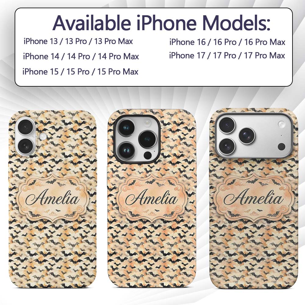 Soft Neutral Bats and Misty Clouds Printed Design Custom Name Protective Phone Case Mobile Cover Durable Everyday Smartphone Shock Resistant