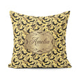Custom Name Ornate Gothic Bats Floral Swirls on Golden Halloween Square Filled Cushion Throw Pillow Sofa Bed Home Decor Zip Washable UK Made