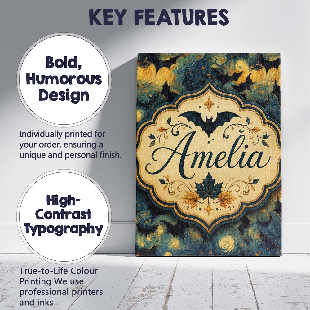 Personalised Name Starry Night Swirling Sky Custom  Bespoke Interior Contemporary Canvas Wall Art Print Decor Picture Ready to Hang