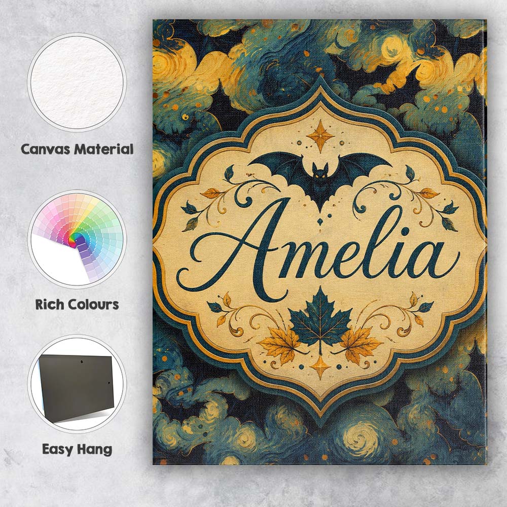 Personalised Name Starry Night Swirling Sky Custom  Bespoke Interior Contemporary Canvas Wall Art Print Decor Picture Ready to Hang