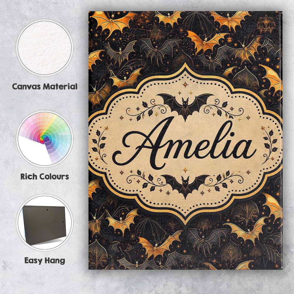 Personalised Name Elegant Gold and Black Custom  Interior Decorative Contemporary Canvas Wall Art Print Decor Picture Ready to Hang