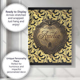 Personalised Name Classic Bats in Yellow Custom  Unique Gift Idea Elegant Feature Canvas Wall Art Print Decor Picture Ready to Hang
