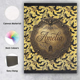 Personalised Name Classic Bats in Yellow Custom  Unique Gift Idea Elegant Feature Canvas Wall Art Print Decor Picture Ready to Hang