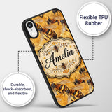 Detailed Honey Bees on Golden Background Nature Custom Name Protective Phone Case Mobile Cover Durable Everyday Smartphone Shock Resistant