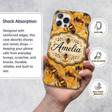 Detailed Honey Bees on Golden Background Nature Custom Name Protective Phone Case Mobile Cover Durable Everyday Smartphone Shock Resistant