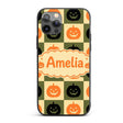 Halloween Pumpkin Faces in Olive Printed Design Custom Name Protective Phone Case Mobile Cover Durable Everyday Smartphone Shock Resistant