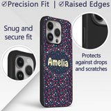 Colourful Hearts on Navy Background Cute Love Custom Name Protective Phone Case Mobile Cover Durable Everyday Smartphone Shock Resistant