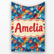 Abstract Painted Hearts Blue Red Orange Brushstroke Seamless Pattern  Personalised Custom Name Super Soft Fleece Blanket Bed Sofa Throw
