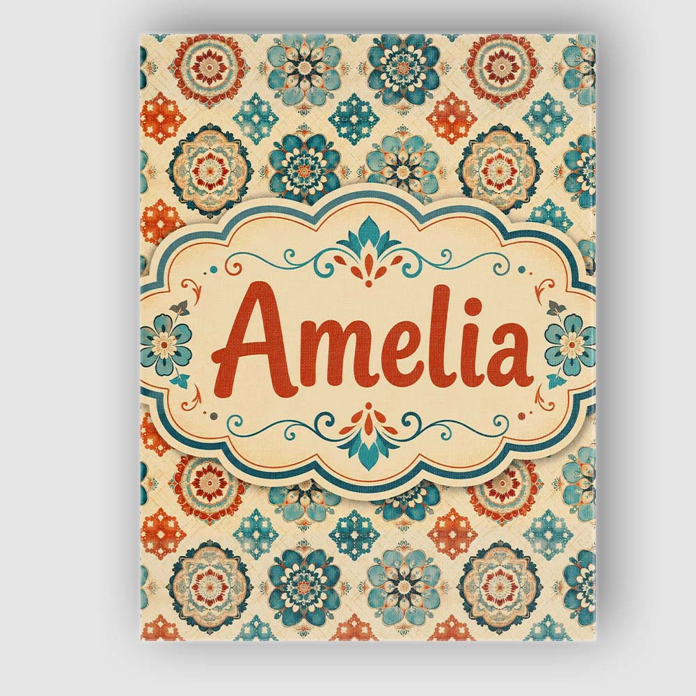 Personalised Name Boho Mandala Floral Custom Modern Room Accent Creative Decorator Style Canvas Wall Art Print Decor Picture Ready to Hang