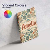 Personalised Name Boho Mandala Floral Custom Modern Room Accent Creative Decorator Style Canvas Wall Art Print Decor Picture Ready to Hang